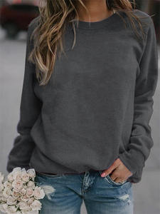 Sweat-shirt à col rond à manches longues pour femme en polaire 100% polyester avec logo personnalisé - Product Image 5