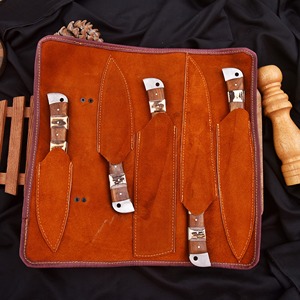 Juego de Cuchillos de Cocina de Acero de Damasco Hechos a Mano, 5 Piezas, Mango de Madera, Cuchillos de Chef de Hoja Recta, Afilados, Garantía de Afilado, Bajo Precio, DIY, OEM - Product Image 4