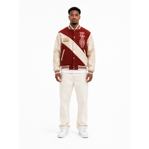 Chaqueta universitaria personalizada para hombre de lana, melton y cuero de cordero, estilo streetwear, marca privada, OEM, para fraternidad, tipo Letterman, de primavera, de lana peinada - Product Image 1