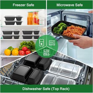 50 <b>Pack</b> (100-Piece) 28 oz Leakproof Meal Prep Containers with Sturdy Lids Microwave Freezer Safe 2-Compartment <b>Lunch</b> <b>Boxes</b> - Product Image 4
