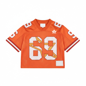 Maillot de football américain à col en V, manches courtes, maille respirante, 100% polyester, unisexe adulte, impression des numéros d'équipe - Product Image 6