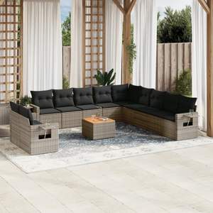 Grande Set di Divani da Giardino in Rattan PE Grigio, Arredamento da Patio con Modularezza Elegante - Product Image 1