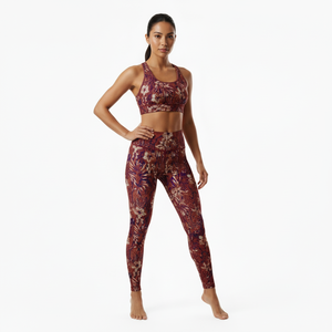 Conjunto de yoga transpirable de 2 piezas para mujer con leggings lisos, sujetador y pantalones acanalados para gimnasio, leggings deportivos acampanados, tallas grandes - Product Image 2