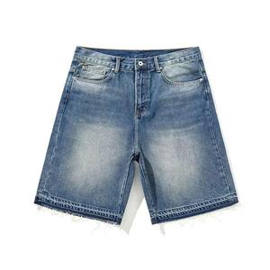 Shorts en jean baggy pour hommes style coréen hip-hop, coupe large, longueur genou, streetwear respirant et à séchage rapide - Product Image 1
