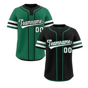 Unisex Green Black Baseball Jersey Screen Printing Moisture Wicking Short Sleeve Regular Fit Custom Team Uniform - Product Image 1