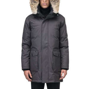 Veste longue matelassée pour homme, parka d'hiver coupe-vent avec capuche en fourrure amovible, fermeture éclair - Product Image 4