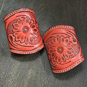 New Latest Wholesale Price Hand <b>Tooled</b> Genuine Cow <b>Leather</b> Wild Rag Slide OEM ODM Western Style Scarf Holder for Cowgirls - Product Image 5