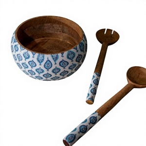 Ensemble de bols de service en bois naturel poli sur mesure, vintage, écologique, lavage à la main uniquement, bol à salade, décoration de fête à domicile - Product Image 3