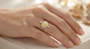 Fast Ship Yellow Gold Leo Zodiac <b>Diamond</b> <b>Ring</b> With Round Brilliant Cut <b>Diamonds</b> Classic Signet Jewelry For Women Everyday Wear - Product Image 2