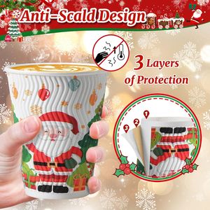 Confezione da 50 Bicchieri di Carta Isolanti Usa e Getta per Natale, Tazze Antigoccia per Caffè Caldo, Ideali per Feste Natalizie - Product Image 3