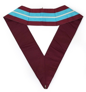 Collar de Maestro Masón Azul Cielo y Granate con Ribete Plateado para Oficiales de Logia, Vestimenta Ceremonial - Product Image 2