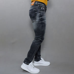 Jeans en denim de coton extensible gris taille mi-haute pour hommes Gex – Vente en gros - Product Image 2