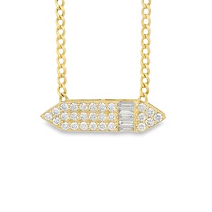 Custom 14K Solid Gold 0.50Ct Round Baguette Lab Grown Diamond Pendant <b>Necklace</b> Minimalist Dainty Lobster Clap Layering <b>Necklaces</b> - Product Image 1