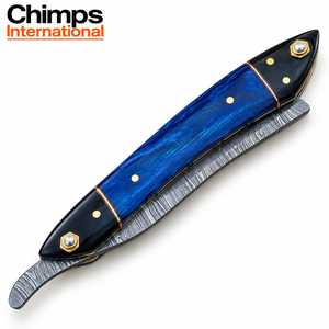 Couteau de barbier classique en acier Damas fait main, manche en bois personnalisable, option OEM idéale pour les couteaux de garçons d'honneur - Product Image 3
