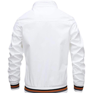 เสื้อแจ็คเก็ตบอมเบอร์สีขาวสำหรับผู้ชาย คอตั้ง ซิป กันลม สปอร์ต ลำลอง เสื้อคลุมฤดูใบไม้ผลิ - Product Image 2