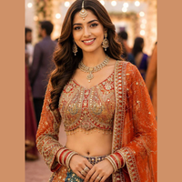 Lehenga Choli semi-cousu en tissu papillon à sequins, avec dupatta élégant, prix de gros par Royal Export