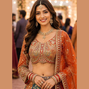 Lehenga Choli semi-cousu en tissu papillon à sequins, avec dupatta élégant, prix de gros par Royal Export - Product Image 3