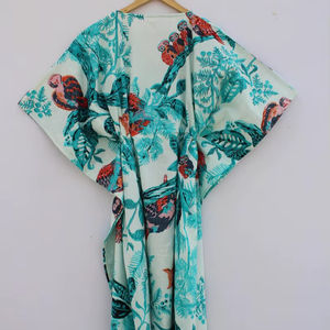 Vestido Kaftán de Verano para Mujer, Informal, de Algodón, sin Mangas, con Estampado Floral Tropical Digital, para la Playa, Estilo Islas del Pacífico Asiático - Product Image 1