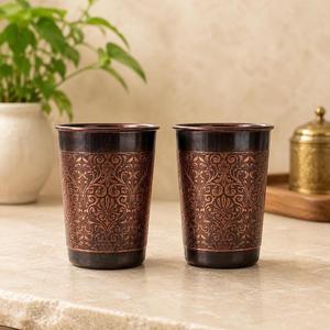 HASAN CRAFT Verre à boire en cuivre imprimé de luxe, motif coloré, léger, gobelet décoratif pour cuisine et salle à manger - Product Image 6