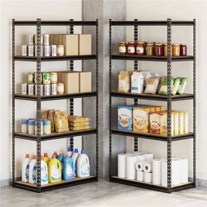 Étagère de rangement robuste à 5 niveaux noire pour garage, 183 cm H x 91 cm L x 46 cm P, capacité de charge de 998 kg, sans boulons - Product Image 2