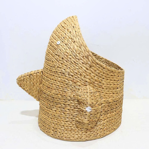 Panier en jacinthe d'eau en forme de requin mignon pour le rangement des jouets d'enfants - Product Image 3