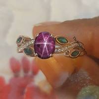 Bague personnalisée style vintage avec pierre précieuse étoile rubis, en argent sterling 925, sertie à griffes, plaquée argent, empilable, pierre de naissance de juillet