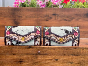 กระเป๋าสตางค์หนังวัวสไตล์ตะวันตกสำหรับผู้หญิงกระเป๋าสตางค์หนังแท้แบบถือด้วยมือดีไซน์ใหม่ - Product Image 2