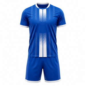 Nuevo diseño: Uniformes de fútbol azules y blancos a rayas para ropa deportiva, precio al por mayor, conjunto de uniformes de fútbol de alta calidad - Product Image 3