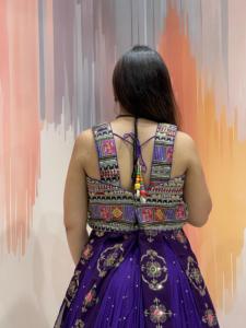 Celebrity Russian Silk Long <b>Jacket</b> Style Chaniya Choli With Embroidered Dupatta Navratri <b>Wedding</b> Wear <b>Women</b> Set - Product Image 6