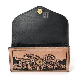Women's Hand Tooled Leather Trifold <b>Wallet</b> <b>RFID</b> Cowhide Clutch <b>Wallet</b> Floral Tassel Western <b>Wallet</b> OEM Supplier - Product Image 4