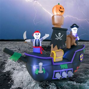7 Foot Halloween Pirate Boat Inflatable LED Light Blower with Outdoor Holiday Yard Decorations - Product Image 3