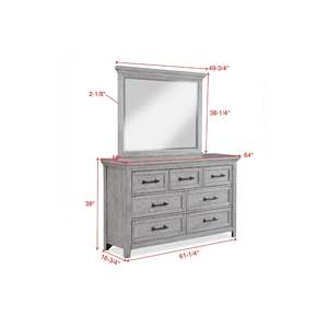 Contemporary 1pc Dresser with <b>Light</b> Gray Finish <b>Wooden</b> Bedroom Furniture with Metal <b>Pulls</b> - Product Image 4