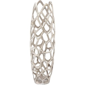 Handcrafted Luxury Silver Aluminium Metal Decorative Vase Set with Textured Ridges and Wavy Accents Modern Hammered <b>Flower</b> Vases - Product Image 2