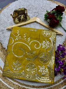 Sari en soie pure HO de haute qualité, design élégant, travail de Gota en feuille lourde, tenue de soirée, style moderne, toutes saisons - Product Image 2