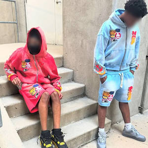 Custom Shorts <b>Set</b> Unisex Zip Up Hoodie And Shorts <b>Set</b> Men's Clothing New Styles Men's Printed <b>Knitted</b> Hooded Sweatshirt <b>Set</b> - Product Image 3