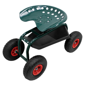 Heavy Duty Garden Rolling <b>Seat</b> with <b>Storage</b> Tray, 4 Pneumatic Wheels for Planting Weeding Pruning Outdoor Garden Work ODGGAD022 - Product Image 6