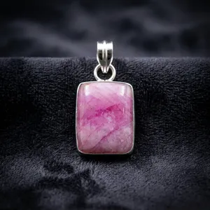 Pendentif indien fait main en argent sterling 925 avec pierre de lune rose, bijoux en pierres précieuses naturelles, collier élégant pour femmes - Product Image 2