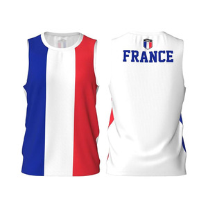France Flag Basketball Jersey Sports Jerseys for Men Running Fitness Training Sleeveless <b>T</b> <b>Shirt</b> - Product Image 1