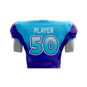 Conjunto de Uniforme de Fútbol Americano para Hombre, Sublimado, Manga Corta, Absorbente de Humedad, Ajustado, Degradado Azul Morado 50 - Product Image 6