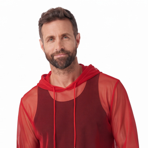 Sweat-shirt à capuche unisexe en maille transparente, surdimensionné, 100% polyester, pull à capuche, vêtements de nuit d'été, vêtements de club sexy, sweats à capuche transparents - Product Image 5