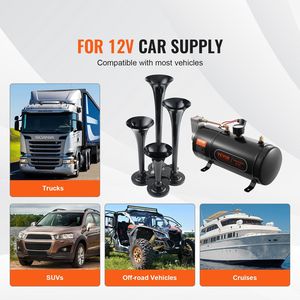 ชุดแตร150dB แบบ4แตรลมสำหรับรถกระบะ S 12V 120 PSI ปั๊มลม0.8 GAL/3 L ถังเกจสำหรับรถ12V รวมทั้ง - Product Image 6