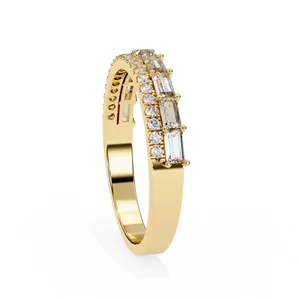 Bague unisexe en or massif 10K 14K 18K avec diamant de laboratoire taille baguette serti en pavé, certifiée IGI, bijou de luxe, cadeau - Product Image 4