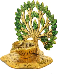 Tree Candle <b>Holder</b> Decorative Kalpavriksha Tree <b>Tealight</b> <b>Holder</b> Decorative Showpiece Gold Color Plated Diya In Lowest Price - Product Image 2