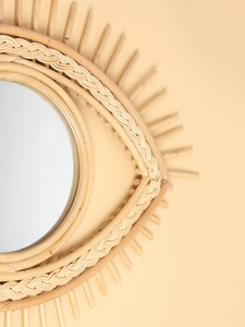 Vietnam Modern Rattan Floral Round <b>Mirror</b> Handmade <b>Wall</b> Decor - Product Image 3