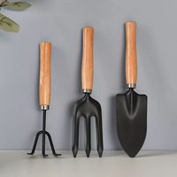 Kit d'outils de jardinage professionnels avec manche en bois, comprenant une fourche à main, une truelle et un désherbeur pour jardin domestique