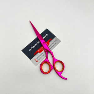 Ciseaux de coiffure professionnels rose métallisé de 6,5 pouces, sur mesure, à lame droite et sans dents, pour salon de barbier – Vente chaude - Product Image 1