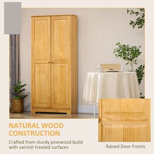 Armadio dispensa moderno da 170 cm in pino, autoportante, con ante e ripiani per cucina o sala da pranzo - Product Image 4