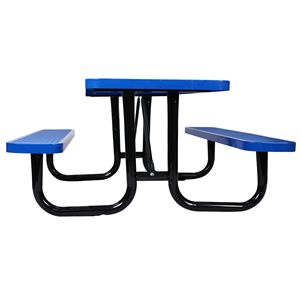 Tavolo da Picnic Rettangolare in Acciaio BLU da 6 Piedi per Esterni con Palo per Ombrellone, Set da Giardino - Product Image 4