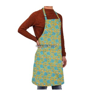 High Quality Custom Design <b>Kitchen</b> <b>Apron</b> Block Printed Cotton Fabric With Vegetable Dye Leaves Pattern Waist Type - Product Image 6