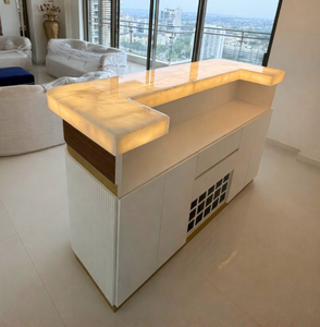 Comptoir de bar de luxe Sierra 8x2 pieds, unité de bar domestique avec plateau en pierre, mobilier haut de gamme pour espaces de divertissement à domicile - Product Image 3